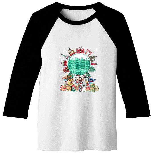 Disney Christmas Baseball Tees, Disney Epcot Christmas Shir