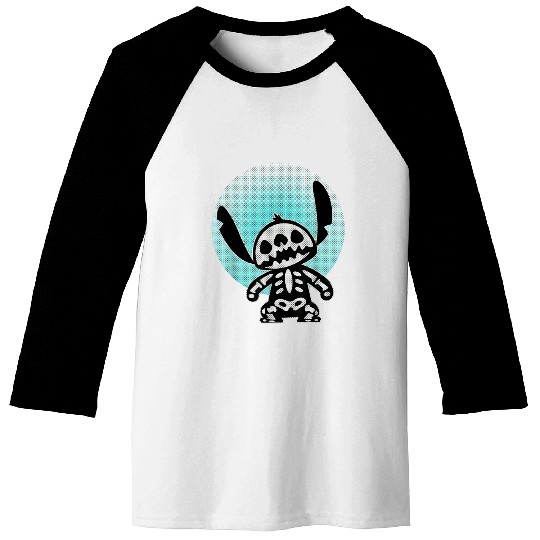 Disney Stitch Skeleton Halftone Baseball Tees