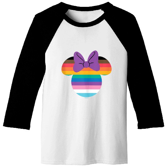 Disney Minnie Mouse Pride Inclusive Rainbow Head Icon Fill Baseball Tees