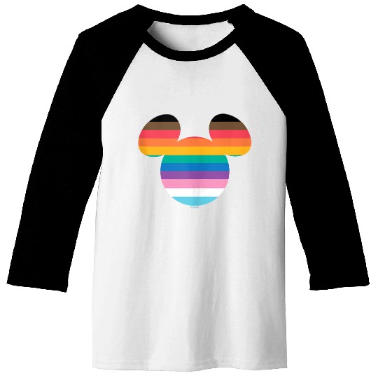 Disney Mickey Mouse Pride Inclusive Rainbow Head Icon Fill Baseball Tees