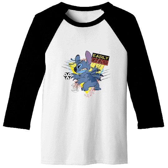 Disney Lilo Stitch Easily Distracted Mad Stitch Portrait Baseball Tees