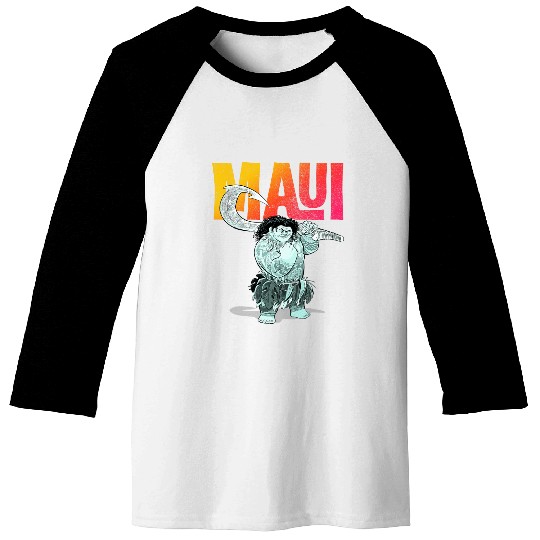 Disney Moana Maui Gradient Text Tough Pose Portrait Baseball Tees