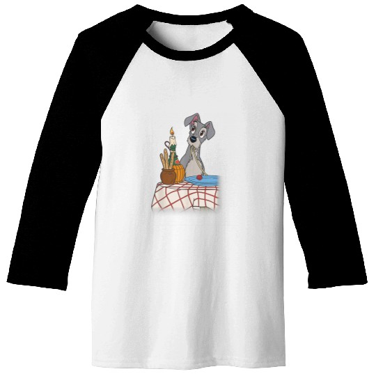 Disneyss Lady And The Tramp Iconic Spaghetti Scene Tramp Side Baseball Tees