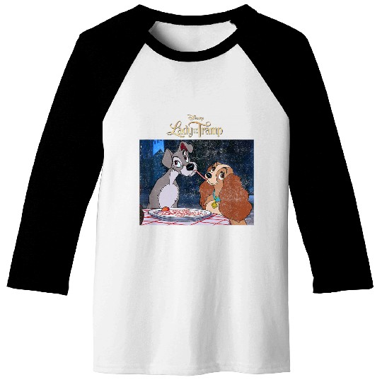 Disneyss Lady And The Tramp Classic Spaghetti Scene Poster Baseball Tees