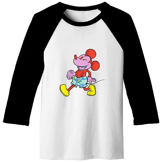 Disney Mickey Mouse Wild Colors Walking Pose Baseball Tees