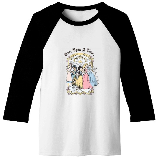 Womens Disney Princess Once Upon A Time  Cartoon V-Neck Baseball Tees