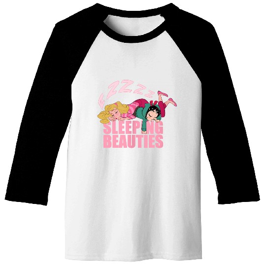 Disneyss Wreck it Ralph Sleeping Beauties Vanellope Aurora Baseball Tees