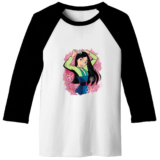Disneyss Princess Mulan Floral Watercolor Baseball Tees