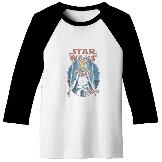 Star Warss Classic Ahsoka Tano Twin Sabers Vintages Disneyss+ Baseball Tees