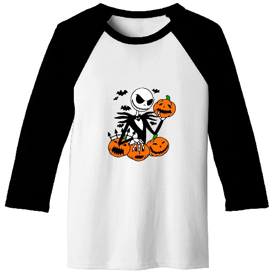 Jack Skellington Pumpkin Face Baseball Tees, Halloween Disney Baseball Tees