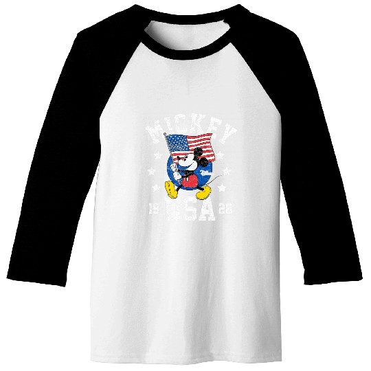 Disney - Mickey Waving Flag USA Baseball Tees