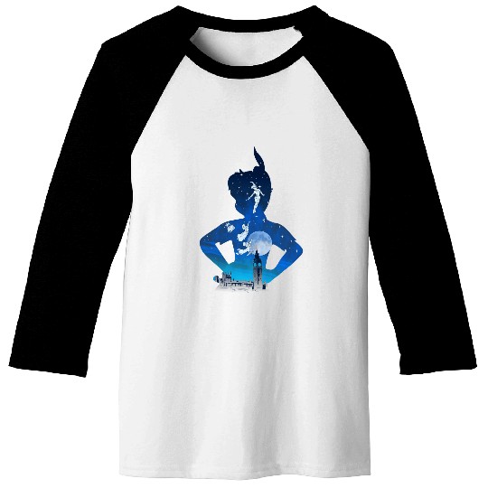 Disney Peter Pan Midnight London Flight Silhouette Fill Baseball Tees