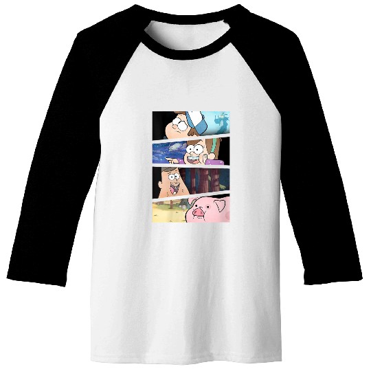 Disneyss Gravity Falls Group shots Split Panels Scene Logo Baseball Tees