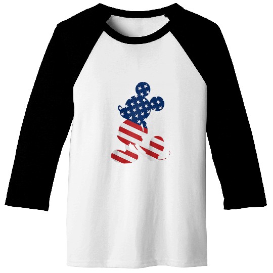 Disney Mickey Mouse American Flag USA T  Raglan Baseball Tee Baseball Tees
