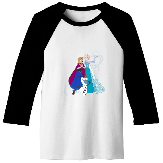 disney frozenss Olaf Anna Elsa Sisters Snowflake Portrait Baseball Tees