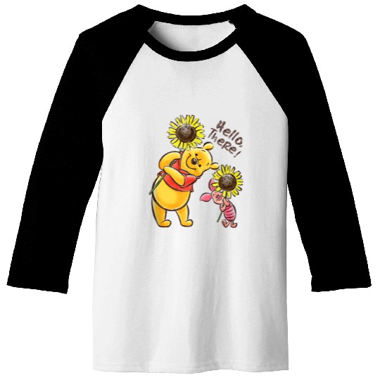 Disneyss Winnie The Pooh Piglet Hello There Sunflowers Baseball Tees