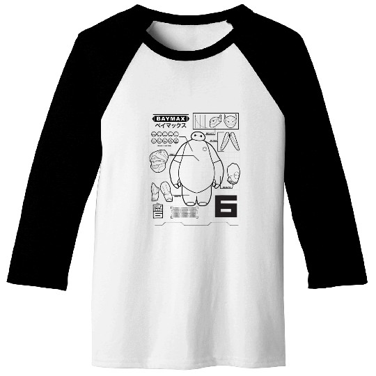 Disney Big Hero 6 Baymax Upgrades Kanji Schematics Baseball Tees