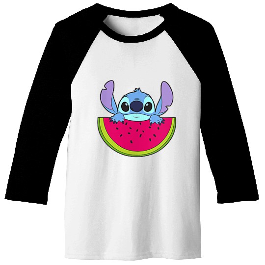 Disneyss Lilo Stitch Cute Stitch Watermelon Pocket Logo Baseball Tees