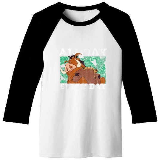 Disneyss The Lion King Timon Pumbaa All Day Text Poster Baseball Tees