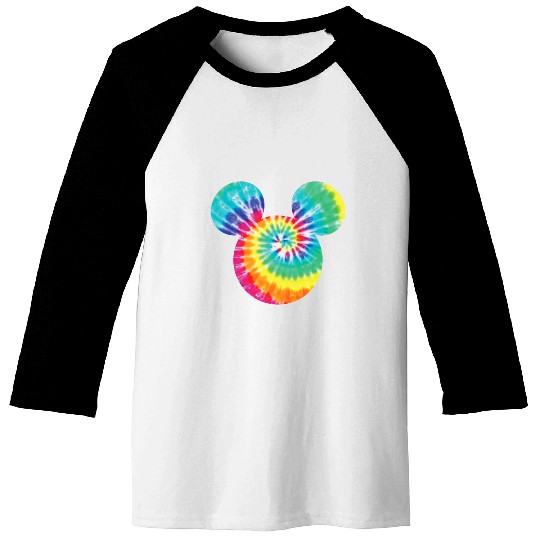Disney Mickey Mouse Icon Rainbow Tie-Dye Short Sleeve Baseball Tees