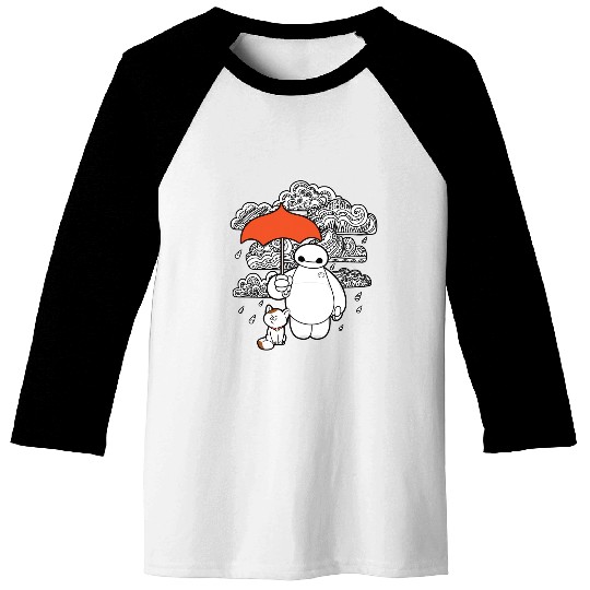 Disney Big Hero 6 Baymax Patterned Rain Clouds Portrait Baseball Tees