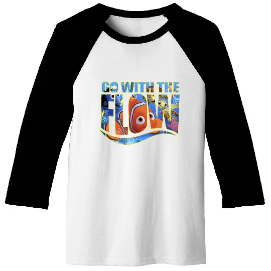 Disneyss Pixars Finding Nemo Go With The Flow Logo Filled Baseball Tees