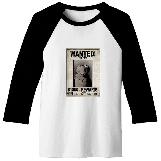 Disney The Muppets Wanted Evil Frog Reward Poster Baseball Tees