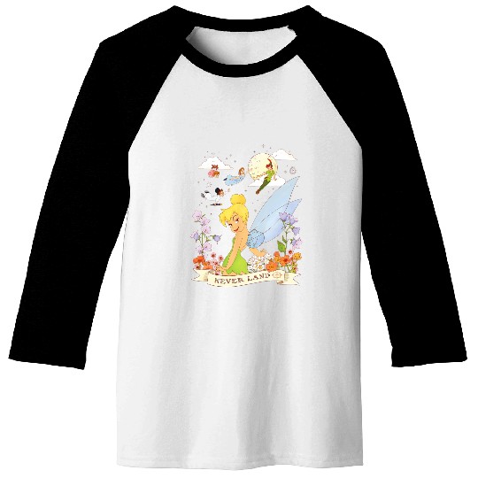 Disney Peter Pan Tinker Bell Never Land Flowers and Flight Baseball Tees