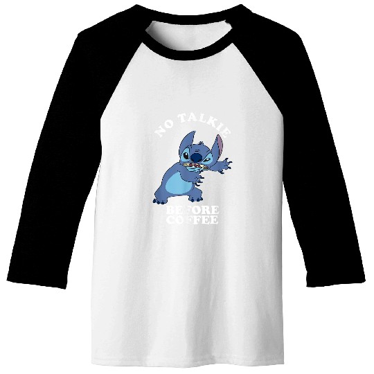 Disney Lilo Stitch No Talkie Before Coffee Grumpy Alien Baseball Tees