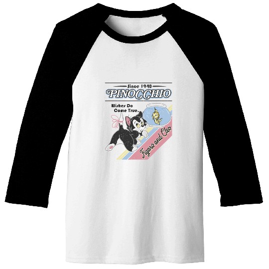 Disney Pinocchio Wishes Do Come True Figaro And Cleo Retro Baseball Tees