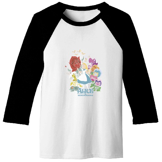 Disney Alice In Wonderland Walking Through The Flowers Baseball Tees