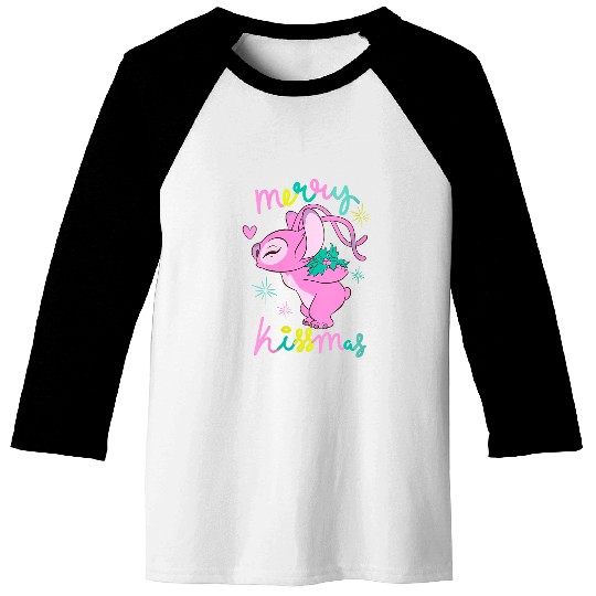 Disneyss Lilo Stitch Christmas Angel Merry Kisssmas Mistletoe Baseball Tees