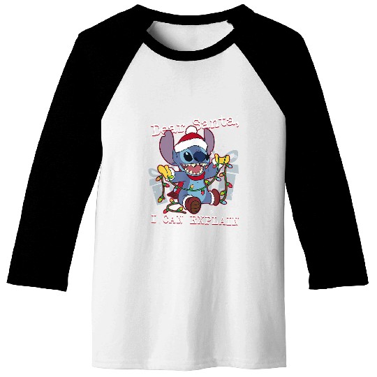 Disneyss Lilo Stitch Christmas Dear Santa I Can Explain Short Sleeve Baseball Tees