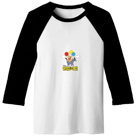 Disneyss Winnie The Pooh And Eeyore Floating With Balloons Baseball Tees