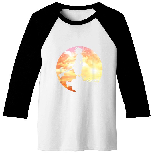 Disneyss Kingdom Hearts Sora Sunset Silhouette Pose Chest Logo Baseball Tees