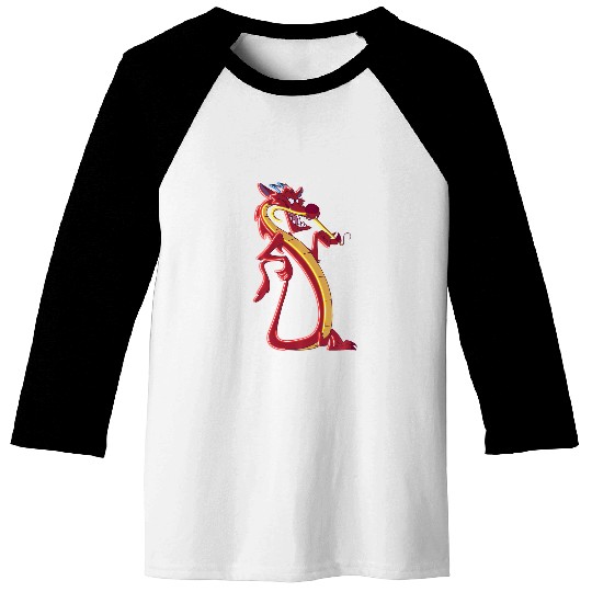Disney Mulan Mushu Neon Accent Portrait Baseball Tees