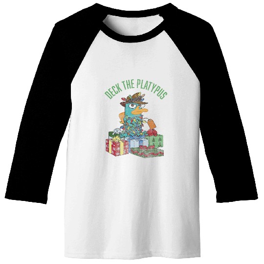 Disney Phineas and Ferb Christmas Perry Deck The Platypus Baseball Tees