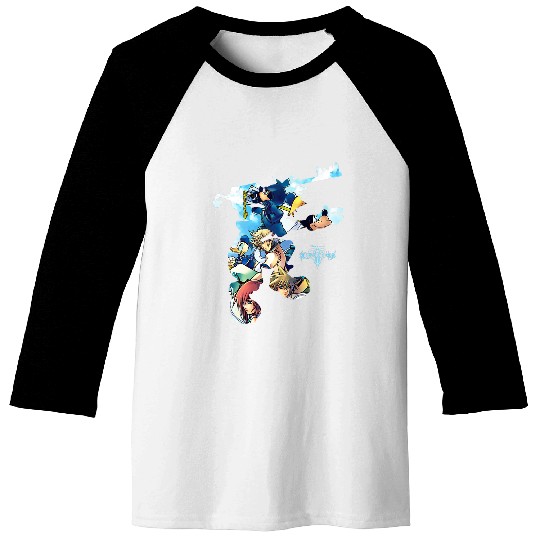 Disney Kingdom Hearts Heroes Group Shot Sora Silhouette Fill Premium Baseball Tees