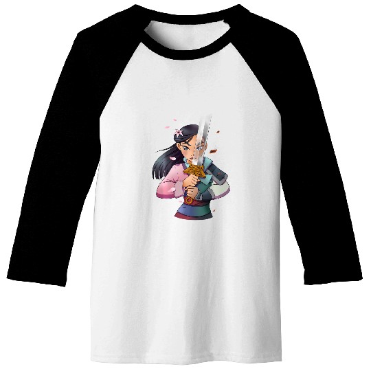 Disney Mulan Anime Half Girl Half Warrior Baseball Tees