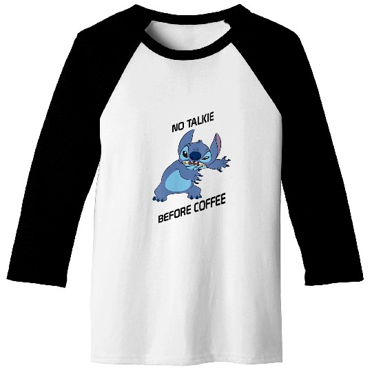 Disneyss Lilo Stitch No Talkie Before Coffee Grumpy Stitch Vneck Baseball Tees