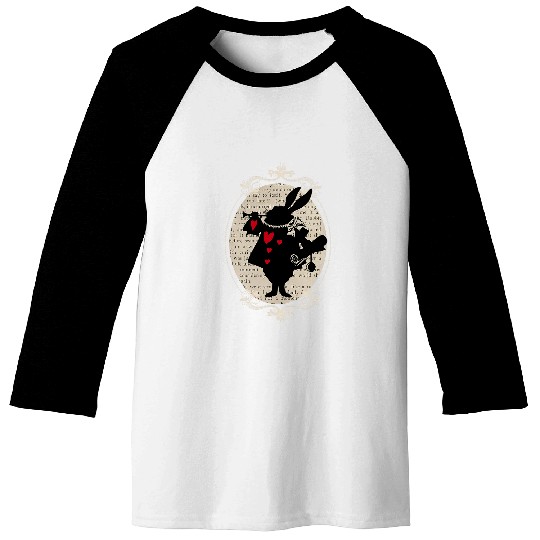 Alice In Wonderland White Rabbit vintages Book Design Baseball Tees