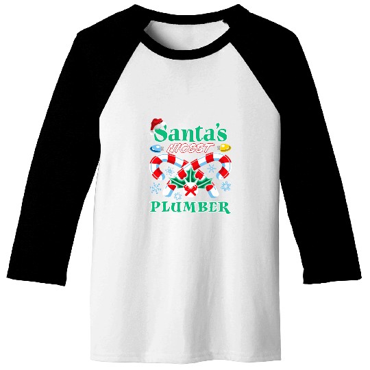 Santas Nicest Plumber Christmas Naughty Or Nice List Baseball Tees