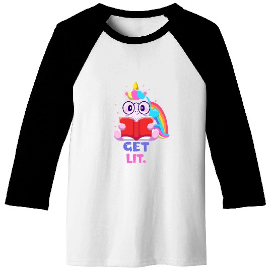 Book Readers Get Lit Reading Books Funny Unicorns Baseball Tees