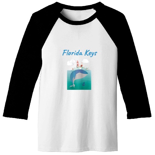 Florida Keys whale lighthouse boat souvenir Baseball Tees