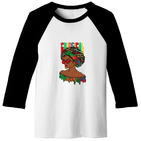 Afro African Principal Black History Month Baseball Tees