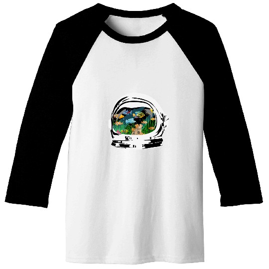 Astronauts helmet aquarium and imaginative Aquarium Lover Baseball Tees
