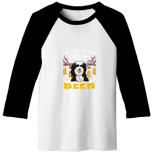 Beer Tibetan Terrier Reindeer Beer Christmas Ornaments xmass Light14 Baseball Tees