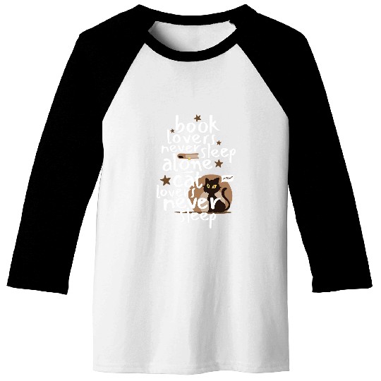 Book and Cat Lovers Sleep Funny Baseball Tees