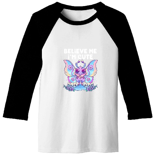 Believe Me Im Cute Pastel Goth Mothman Gothic Cryptid Wicca Baseball Tees