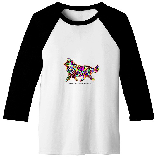 Dog Shetland Sheepdog Sheltie in Stained Glass Baseball Tees